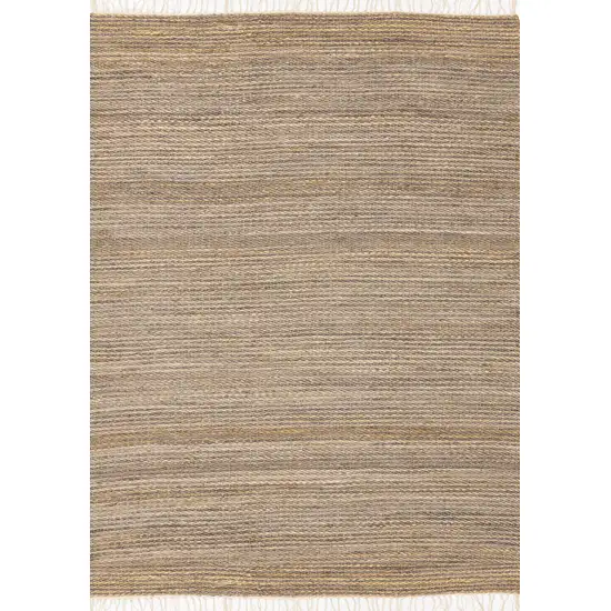 Taupe And Brown Jute Abstract Hand Woven Area Rug Photo 2