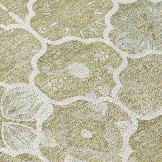 Taupe And Brown Ogee Washable Indoor Outdoor Area Rug Photo 7