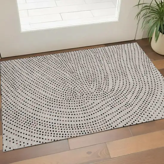 Taupe And Brown Polka Dot Washable Area Rug With UV Protection Photo 1