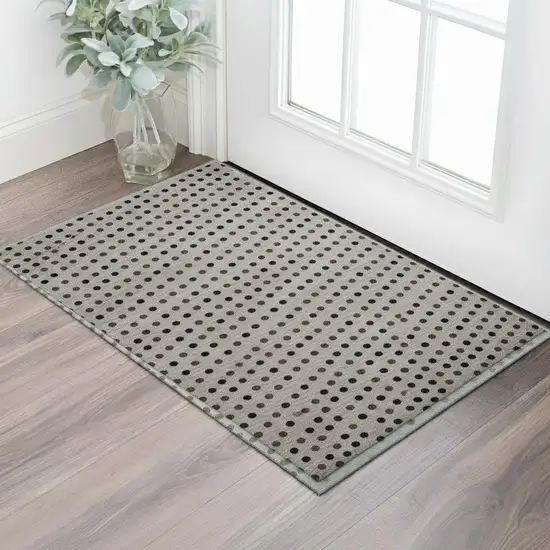 Taupe And Brown Polka Dot Washable Area Rug With UV Protection Photo 2