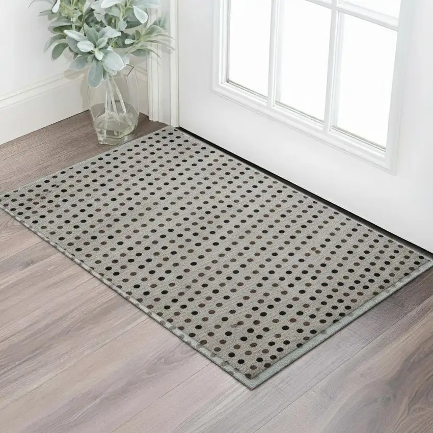 Taupe And Brown Polka Dot Washable Area Rug With UV Protection Photo 2