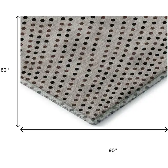 Taupe And Brown Polka Dot Washable Area Rug With UV Protection Photo 9