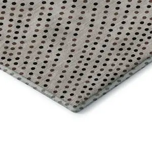 Photo of Taupe And Brown Polka Dot Washable Area Rug With UV Protection