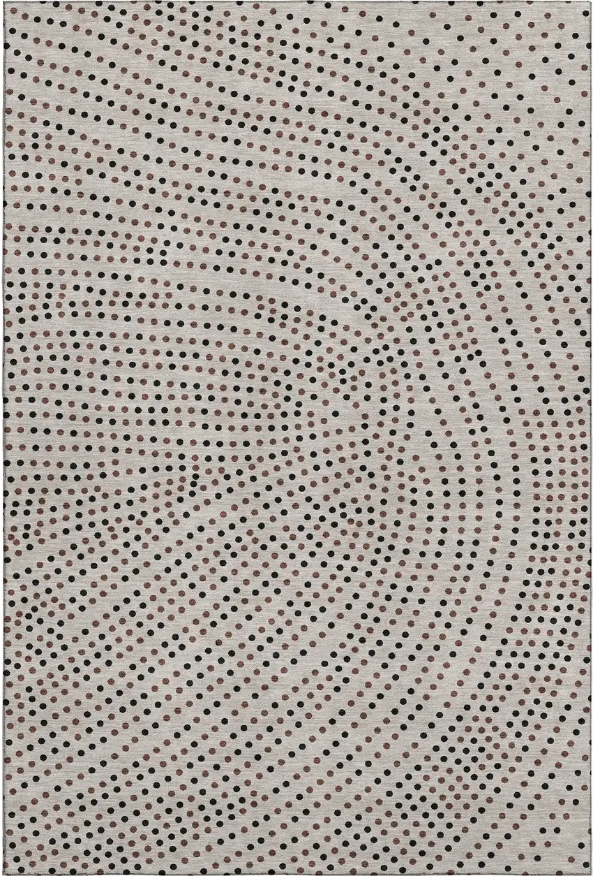 Taupe And Brown Polka Dot Washable Area Rug With UV Protection Photo 5