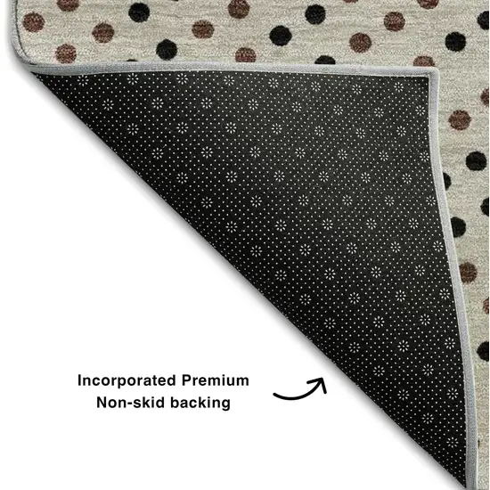 Taupe And Brown Polka Dot Washable Area Rug With UV Protection Photo 6