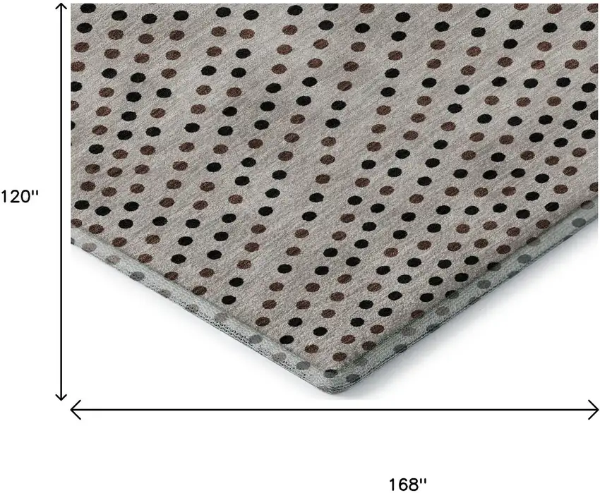 Taupe And Brown Polka Dot Washable Area Rug With UV Protection Photo 9