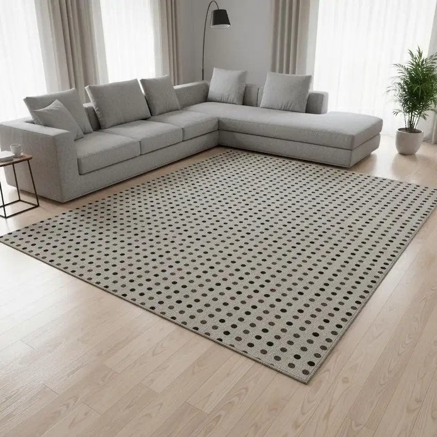 Taupe And Brown Polka Dot Washable Area Rug With UV Protection Photo 2
