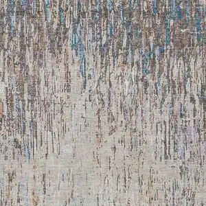 Photo of Taupe And Brown Striped Washable Indoor Outdoor Area Rug