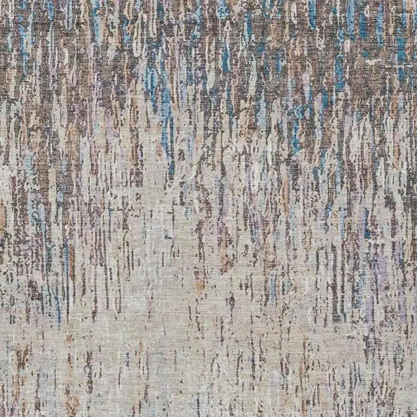 Taupe And Brown Striped Washable Indoor Outdoor Area Rug Photo 2