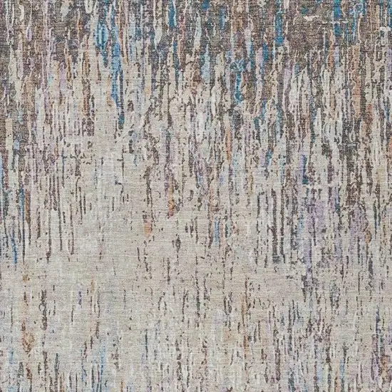 Taupe And Brown Striped Washable Indoor Outdoor Area Rug Photo 2