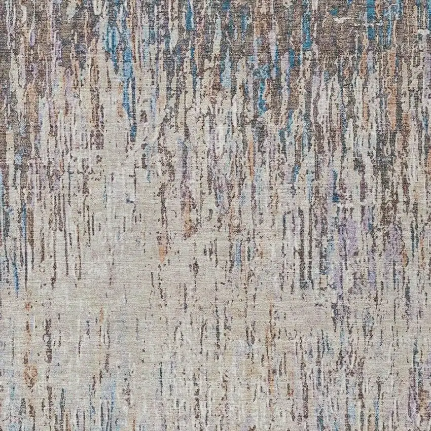 Taupe And Brown Striped Washable Indoor Outdoor Area Rug Photo 2