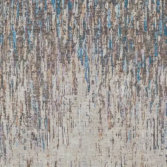 Taupe And Brown Striped Washable Indoor Outdoor Area Rug Photo 2