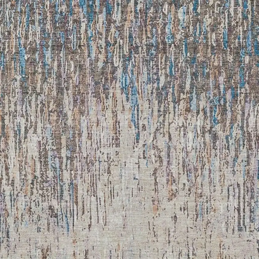 Taupe And Brown Striped Washable Indoor Outdoor Area Rug Photo 2