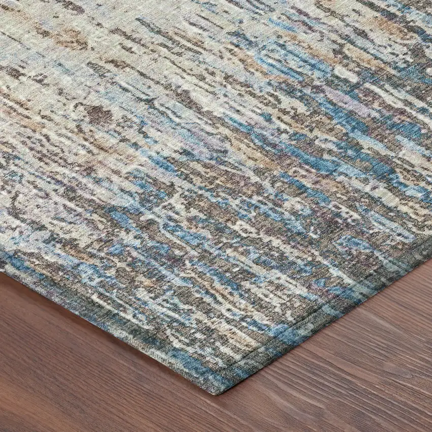 Taupe And Brown Striped Washable Indoor Outdoor Area Rug Photo 8