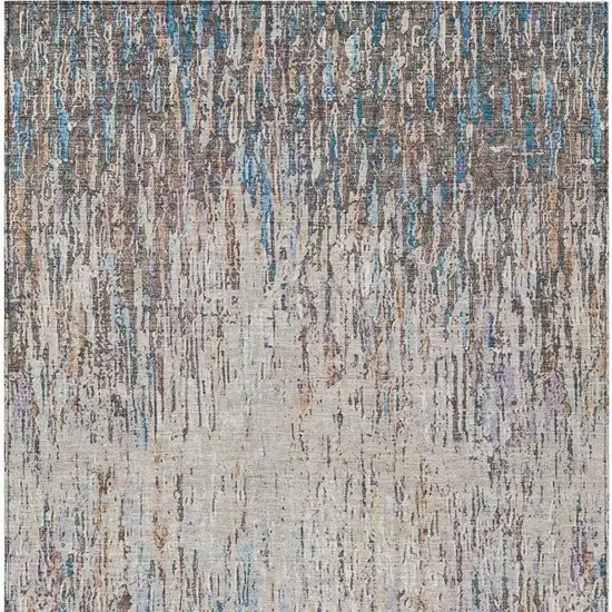 Taupe And Brown Striped Washable Indoor Outdoor Area Rug Photo 3