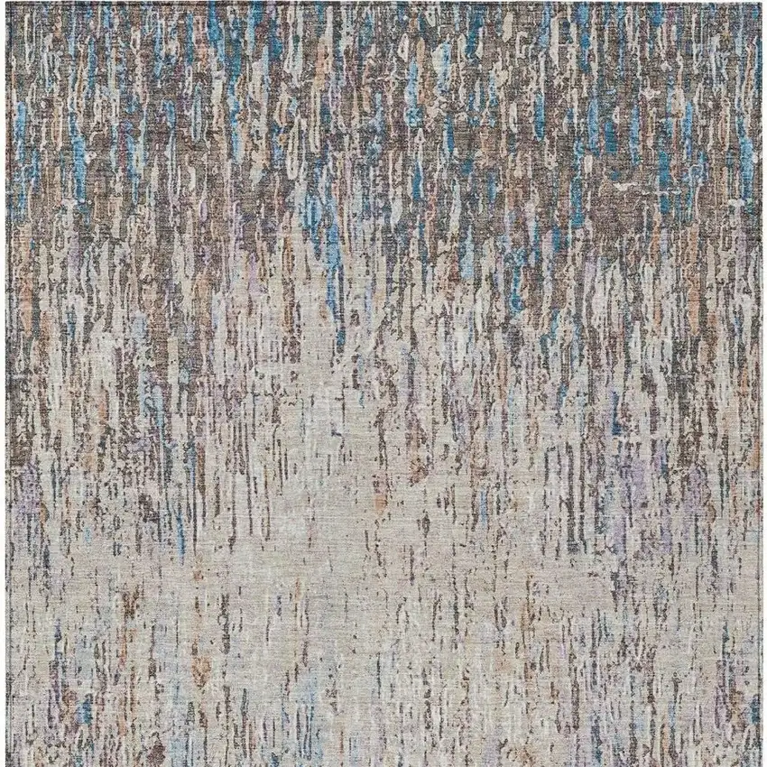 Taupe And Brown Striped Washable Indoor Outdoor Area Rug Photo 3