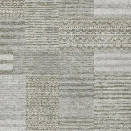 Taupe And Brown Striped Washable Indoor Outdoor Area Rug Photo 3