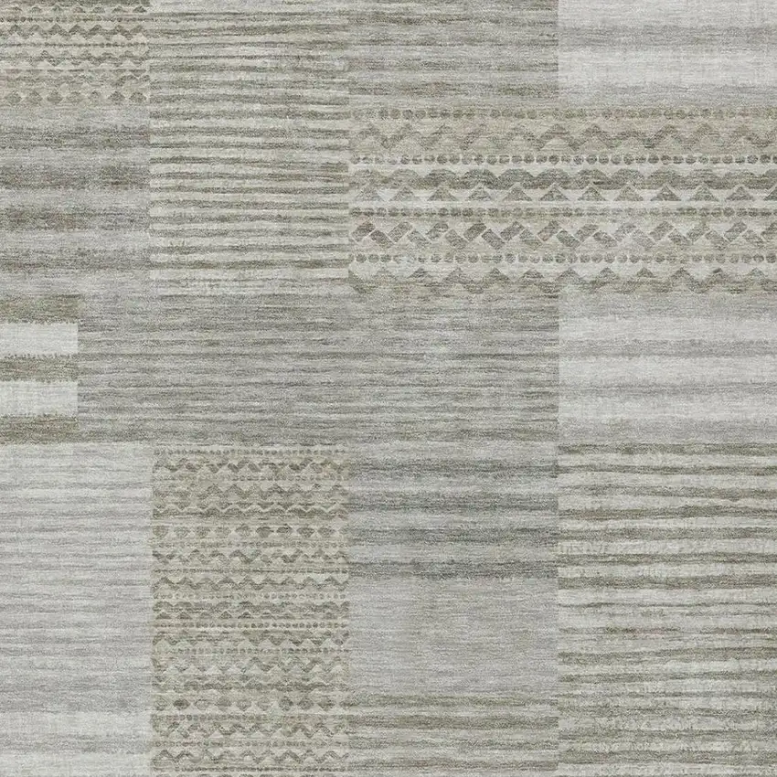 Taupe And Brown Striped Washable Indoor Outdoor Area Rug Photo 3