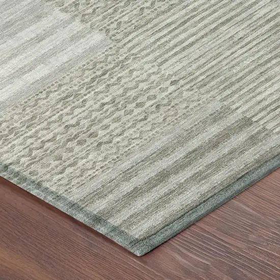 Taupe And Brown Striped Washable Indoor Outdoor Area Rug Photo 5