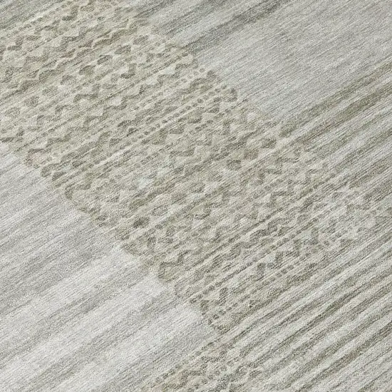 Taupe And Brown Striped Washable Indoor Outdoor Area Rug Photo 6