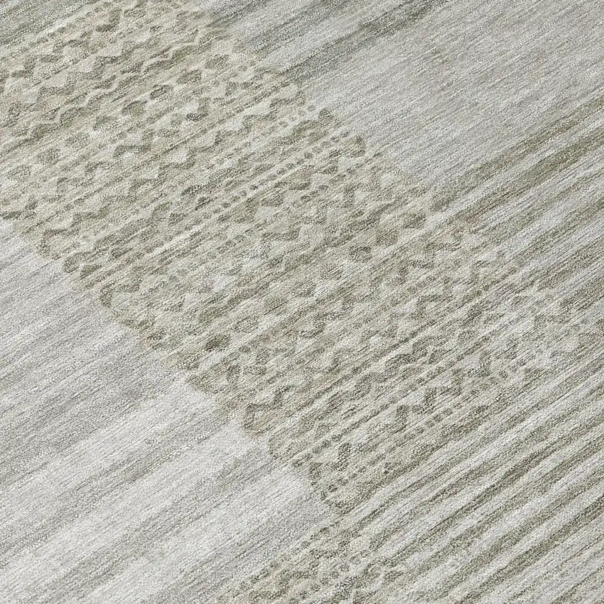 Taupe And Brown Striped Washable Indoor Outdoor Area Rug Photo 6