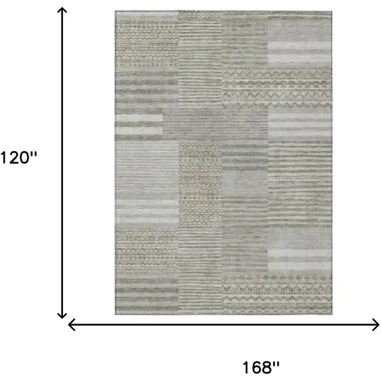 Taupe And Brown Striped Washable Indoor Outdoor Area Rug Photo 7