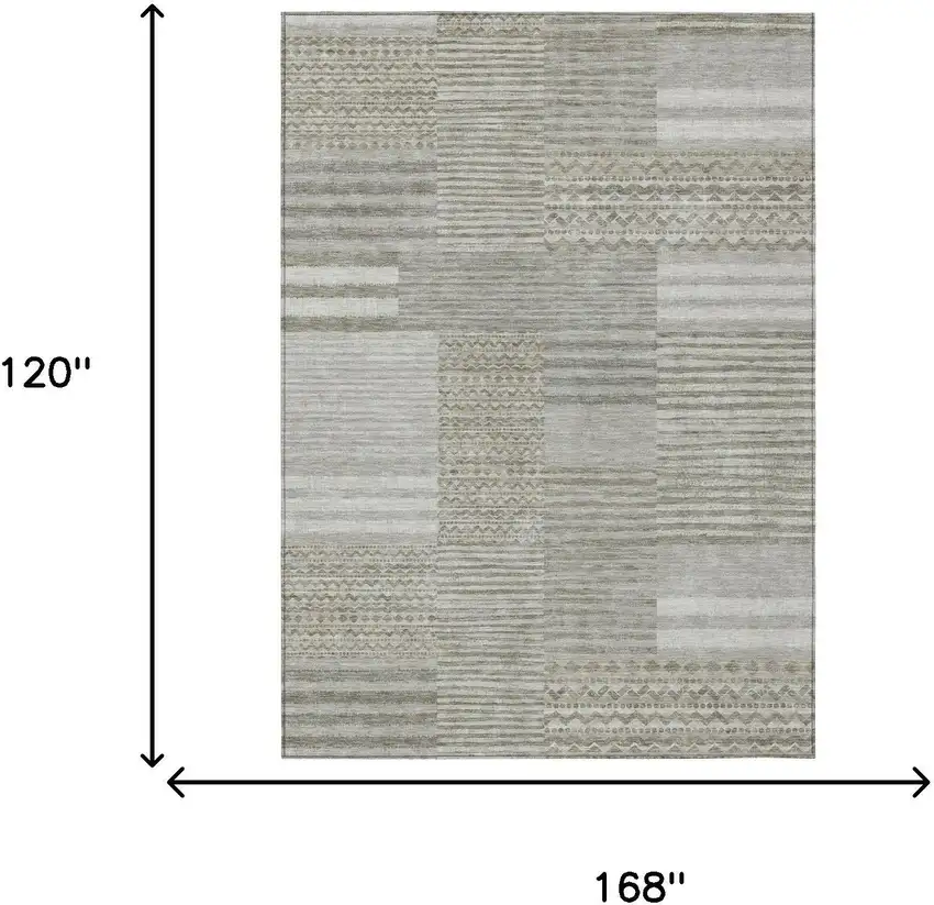 Taupe And Brown Striped Washable Indoor Outdoor Area Rug Photo 7