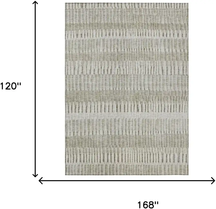 Taupe And Brown Striped Washable Indoor Outdoor Area Rug Photo 5