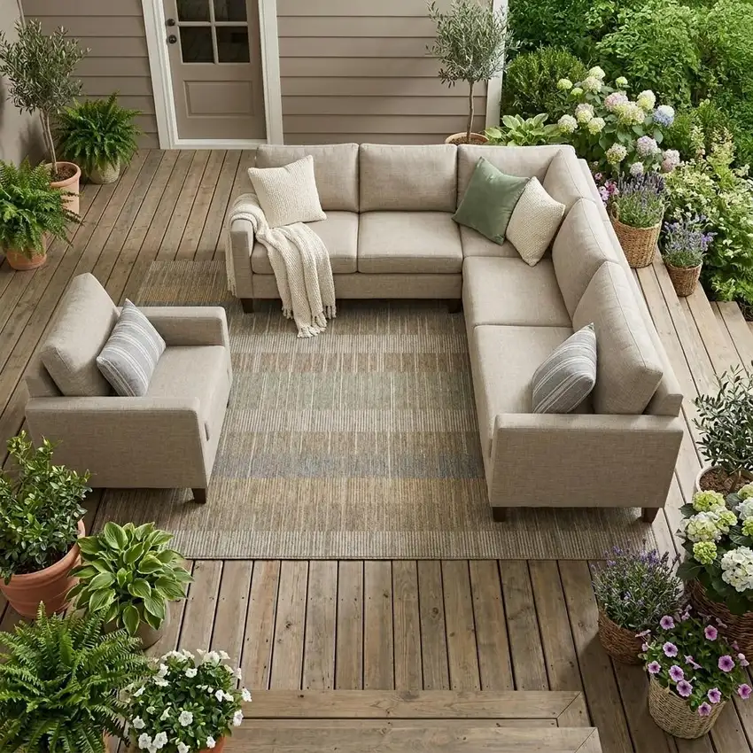 Taupe And Brown Striped Washable Indoor Outdoor Area Rug Photo 1