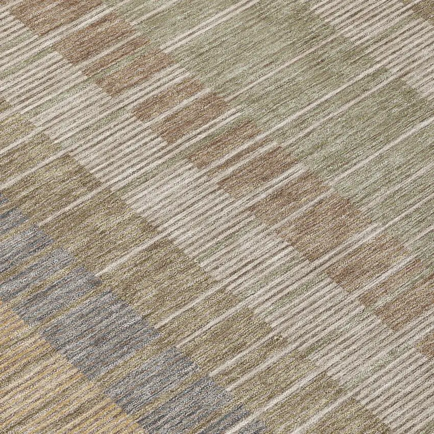 Taupe And Brown Striped Washable Indoor Outdoor Area Rug Photo 4