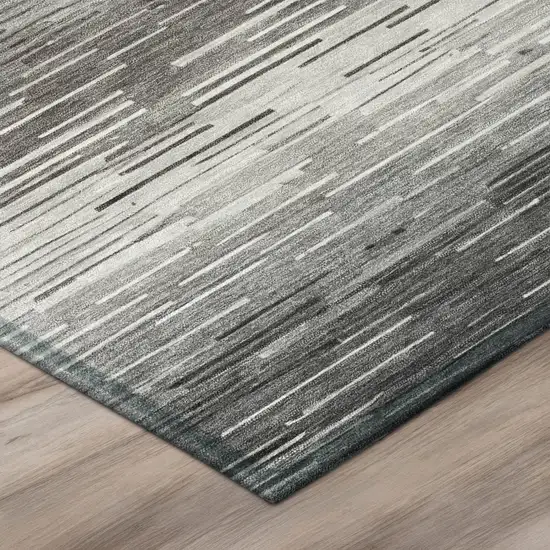 Taupe And Brown Striped Washable Indoor Outdoor Area Rug Photo 4