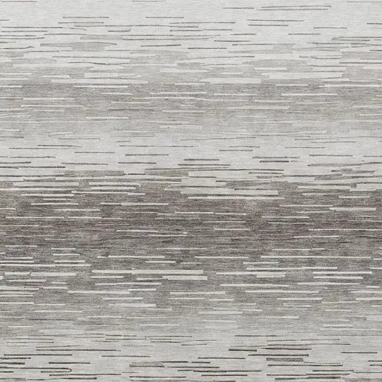 Taupe And Brown Striped Washable Indoor Outdoor Area Rug Photo 1