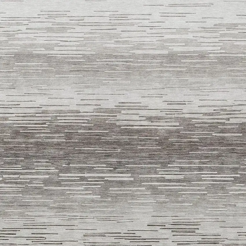 Taupe And Brown Striped Washable Indoor Outdoor Area Rug Photo 1