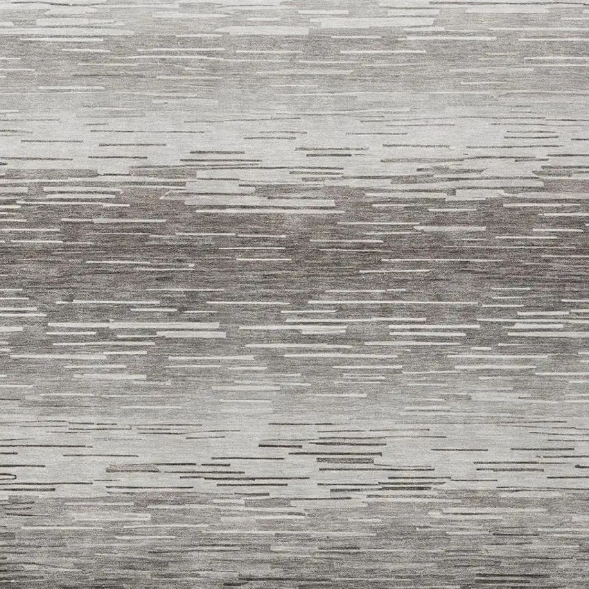 Taupe And Brown Striped Washable Indoor Outdoor Area Rug Photo 7