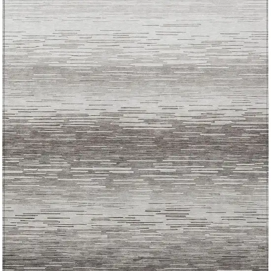 Taupe And Brown Striped Washable Indoor Outdoor Area Rug Photo 4