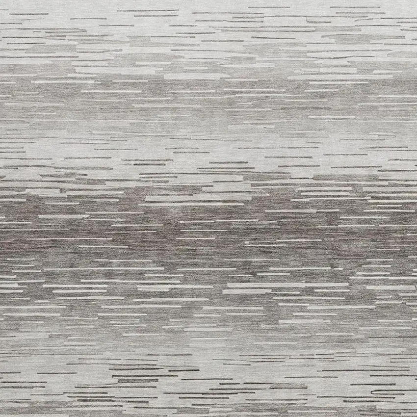 Taupe And Brown Striped Washable Indoor Outdoor Area Rug Photo 1