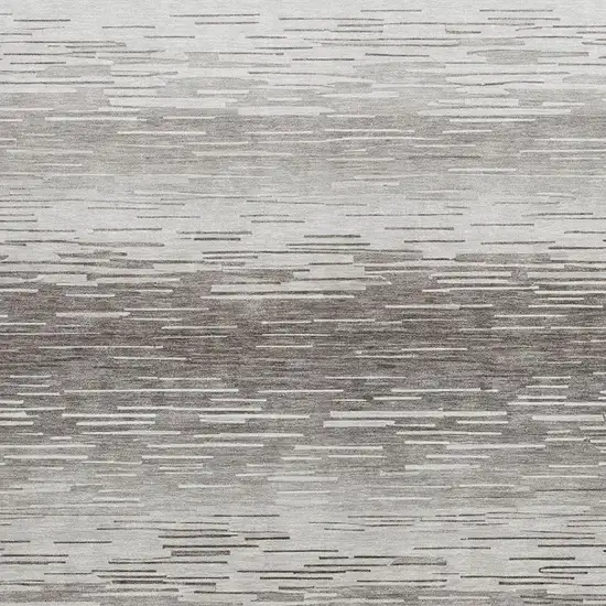 Taupe And Brown Striped Washable Indoor Outdoor Area Rug Photo 1