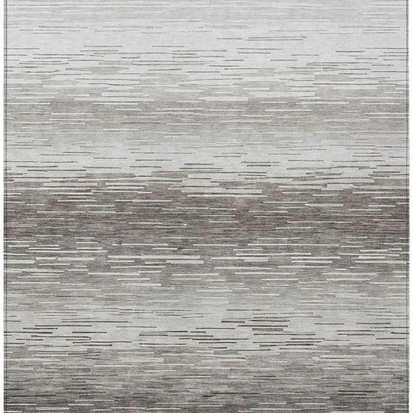 Taupe And Brown Striped Washable Indoor Outdoor Area Rug Photo 8