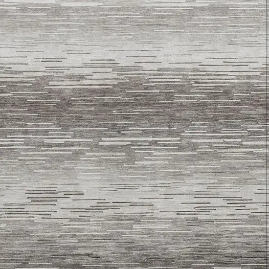 Taupe And Brown Striped Washable Indoor Outdoor Area Rug Photo 5
