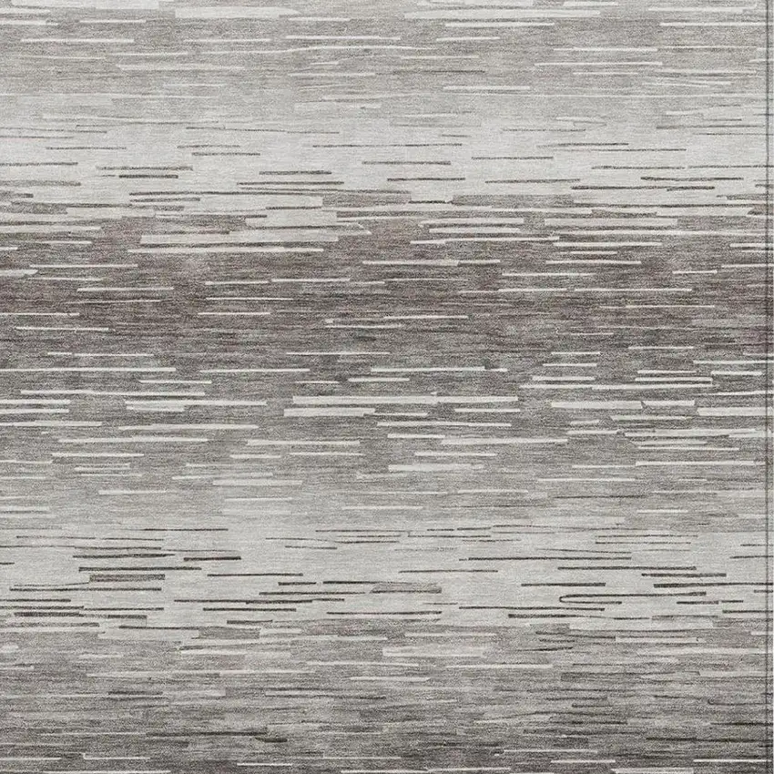 Taupe And Brown Striped Washable Indoor Outdoor Area Rug Photo 5