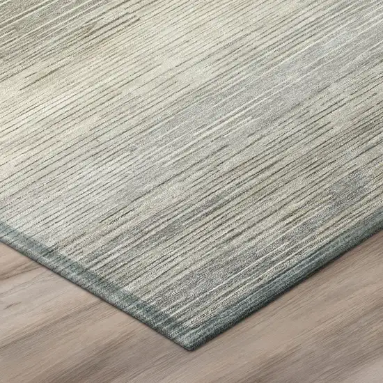 Taupe And Brown Striped Washable Indoor Outdoor Area Rug Photo 4