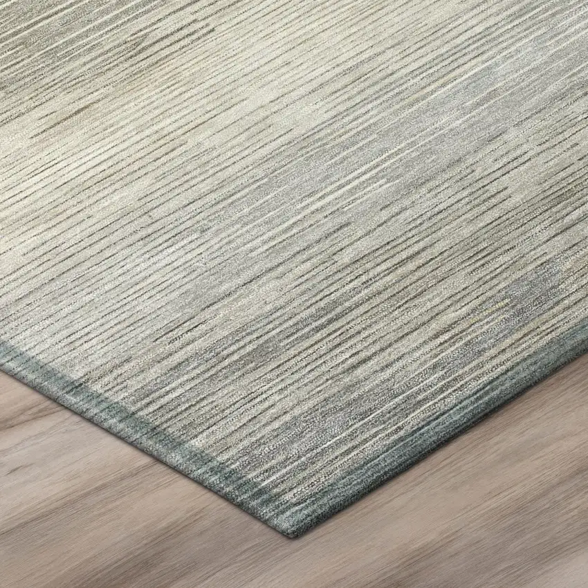 Taupe And Brown Striped Washable Indoor Outdoor Area Rug Photo 4