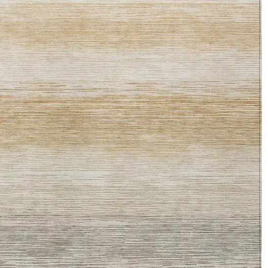 Taupe And Brown Striped Washable Indoor Outdoor Area Rug Photo 2