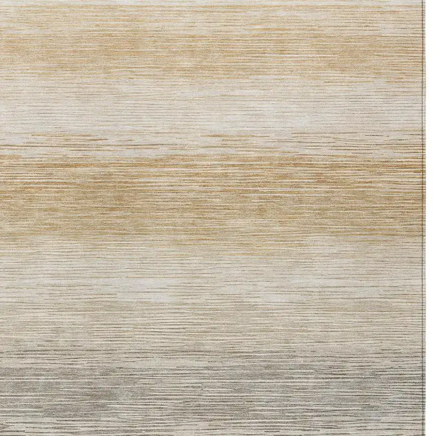 Taupe And Brown Striped Washable Indoor Outdoor Area Rug Photo 2