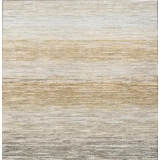 Taupe And Brown Striped Washable Indoor Outdoor Area Rug Photo 3