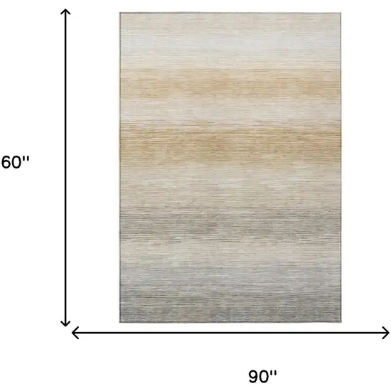 Taupe And Brown Striped Washable Indoor Outdoor Area Rug Photo 6