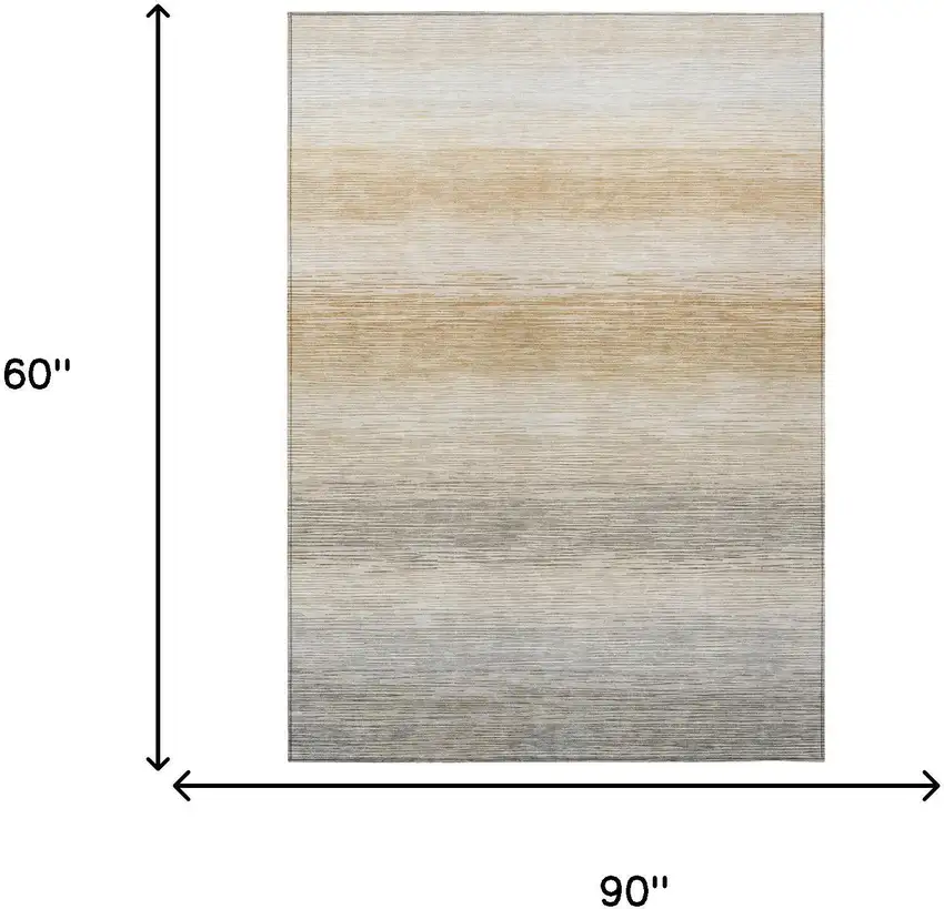 Taupe And Brown Striped Washable Indoor Outdoor Area Rug Photo 6