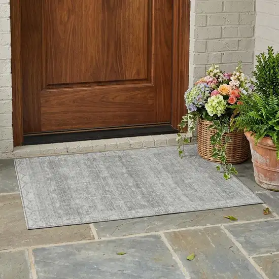Taupe And Brown Tribal Washable Indoor Outdoor Area Rug Photo 1