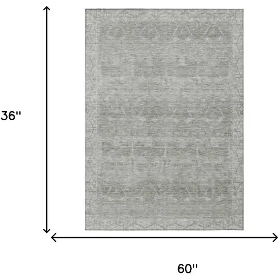 Taupe And Brown Tribal Washable Indoor Outdoor Area Rug Photo 7