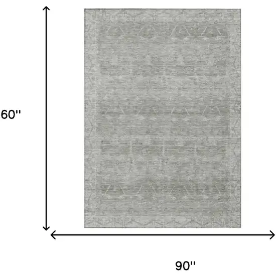 Taupe And Brown Tribal Washable Indoor Outdoor Area Rug Photo 7